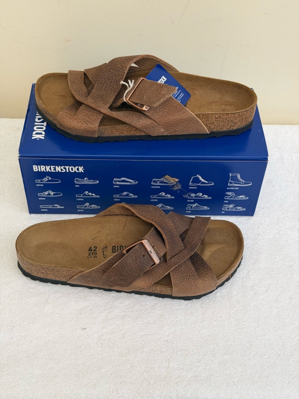 Birkenstock Unisex Lugano Leather Sandals Size EU42, USM9/W11 - Picture 4 of 7